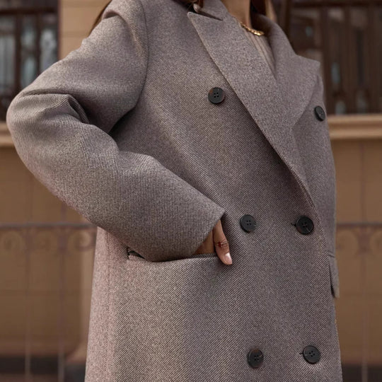 Damen Eleganter Doppelreiher-Mantel mit strukturierten Details EB