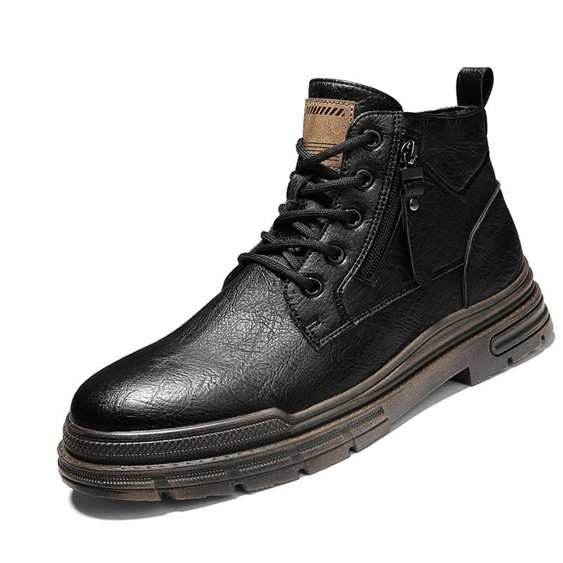 Damen Robuste Lederstiefel mit praktischem Reißverschluss und dämpfender Sohle EB
