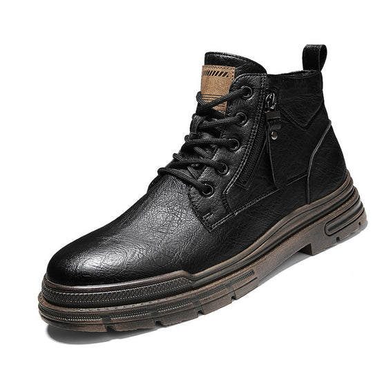 Damen Robuste Lederstiefel mit praktischem Reißverschluss und dämpfender Sohle EB
