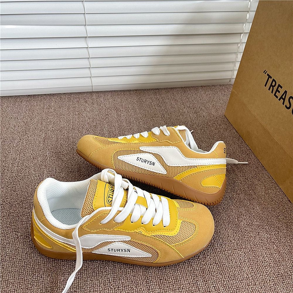 Damen Sportliche Sneaker mit weicher Veloursoberfläche und atmungsaktiver Netzstruktur EB