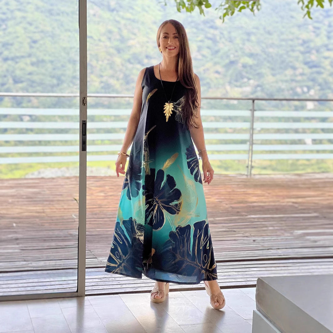 Damen Maxikleid mit floralem Design und fließendem Schnitt EB