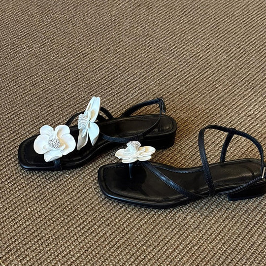 Damen Sling-Sandalen mit floralem Design und bequemem Blockabsatz EB