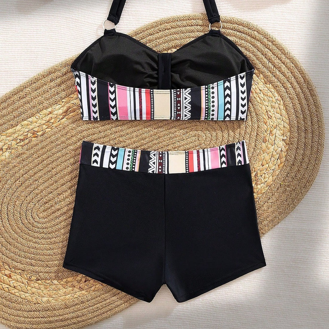 Damen Bikini-Set mit modischem High-Waist-Schnitt und verstellbaren Trägern EB
