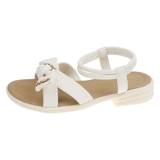 Damen elegante Sandalen mit hochwertigem Knoten-Design und flexiblem Riemen EB