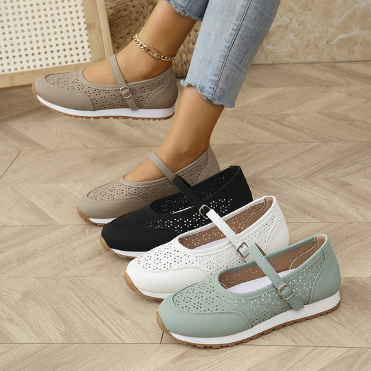 Damen Komfortable und atmungsaktive Slipper mit verstellbarem Riemen EB