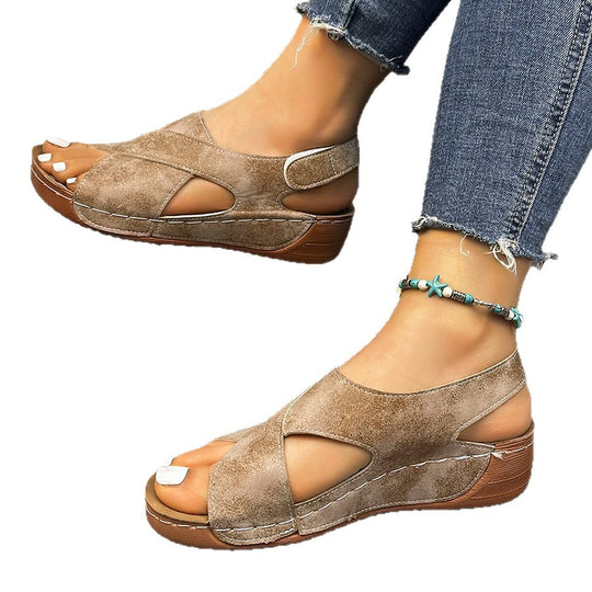 Damen bequeme und stylische Sandalen mit geflochtenem Riemen EB