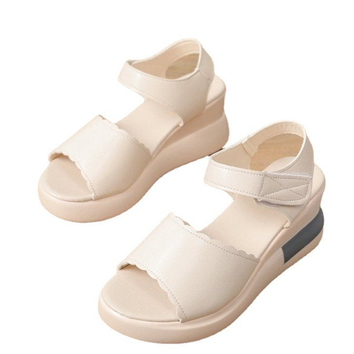 Damen Komfortable Wedge-Sandalen mit verstellbarem Riemen und gepolsterter Innensohle EB
