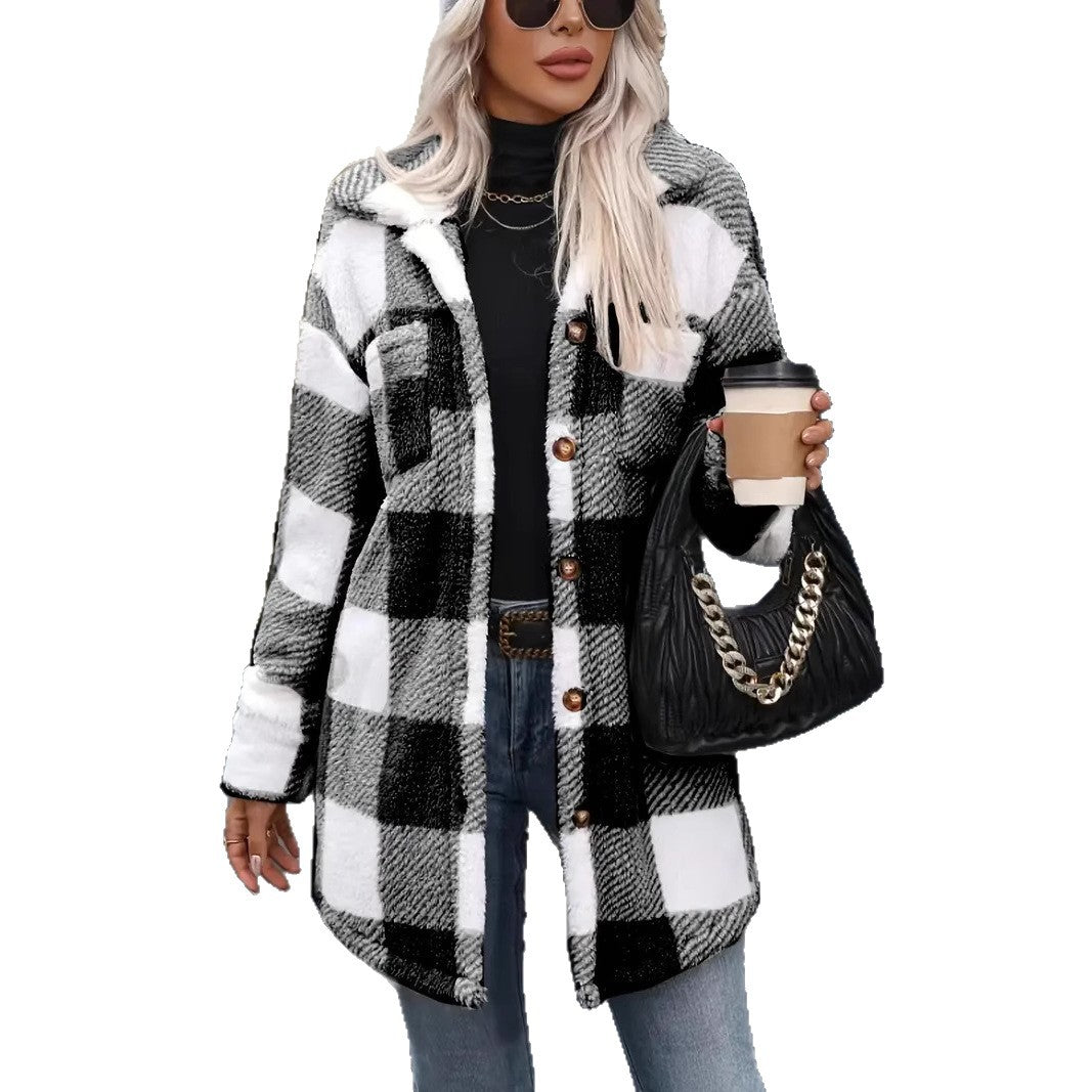 Damen Oversized Karofleecejacke EB