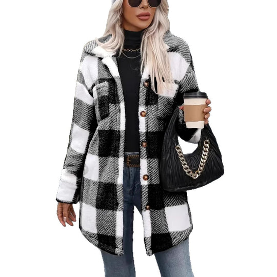 Damen Oversized Karofleecejacke EB
