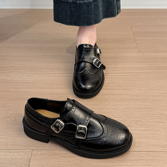 Damen verspielte Schnürschuhe mit doppeltem Riemen und ausgefallenem Design EB