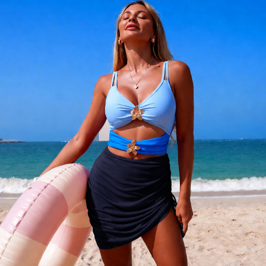 Damen Badeoberteil mit Cut-Outs und Raffung EB