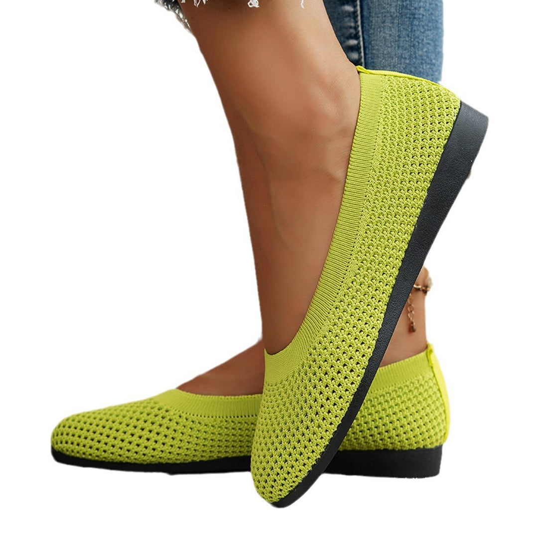 Damen  gestrickte Ballerina-Slipper mit atmungsaktivem Maschenoberteil und ergonomischem Memory-Fußbett EB