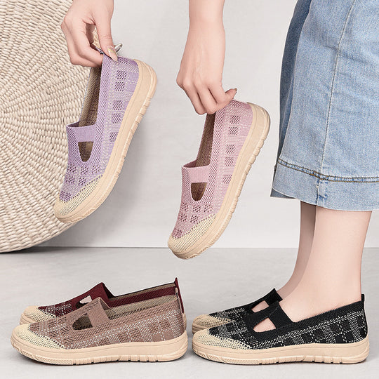 Damen Komfortable Slip-On Freizeitschuhe mit luftdurchlässigem Obermaterial EB