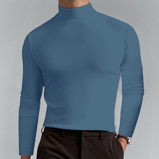 Herren Elegantes Langarm-T-Shirt mit hohem Kragen EB