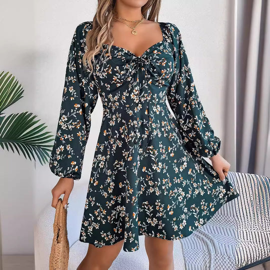 Damen Off-Shoulder Blumenkleid mit Rüschendetails EB