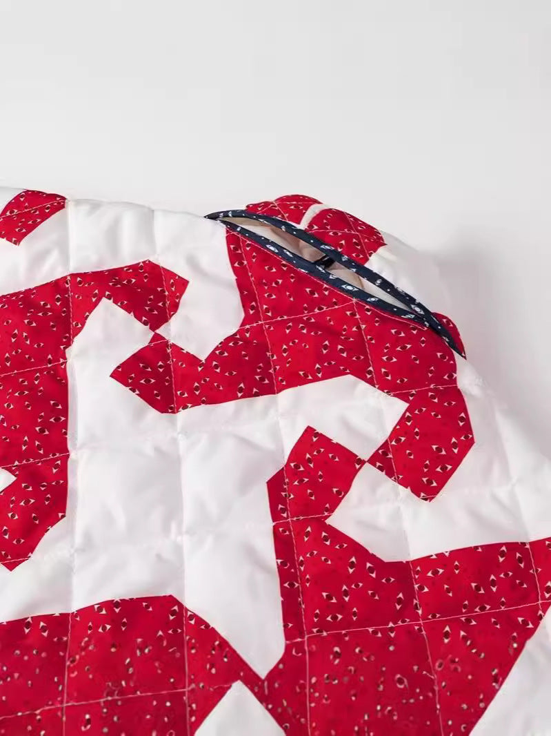 Damen gestepptes Überwurfjacke mit modernem Grafikdesign und großzügigen Taschen EB