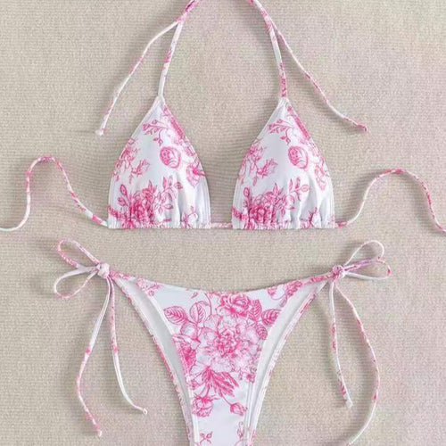 Damen Elegantes Triangel-Bikini-Set mit herausnehmbaren Polstern EB