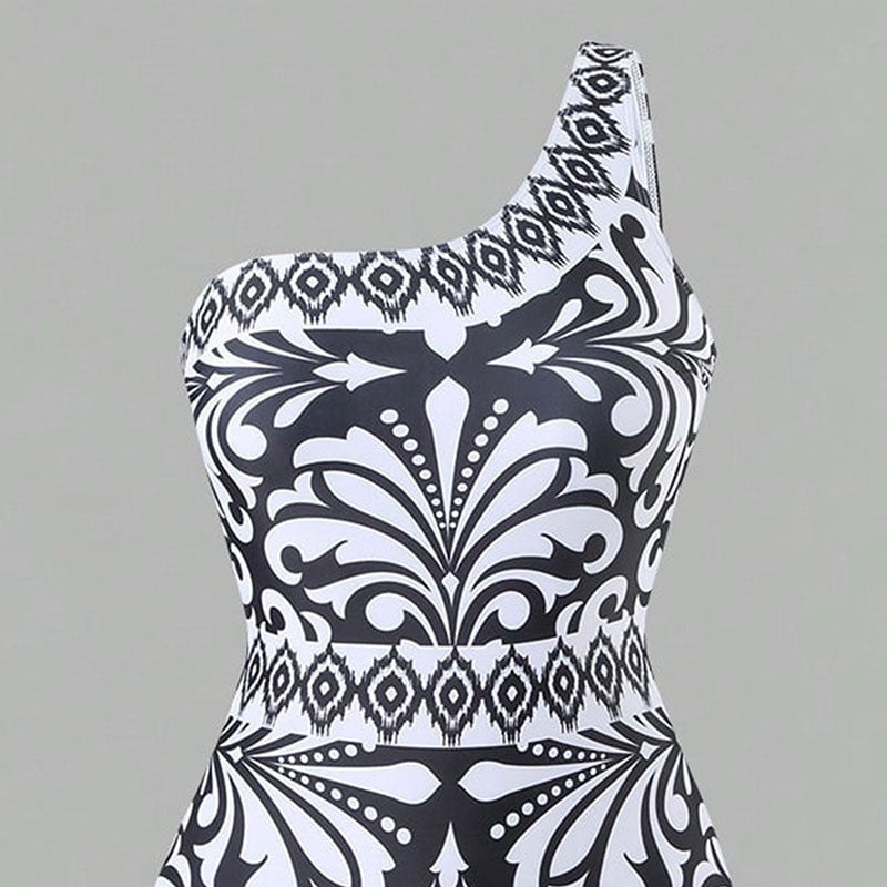 Damen einteiliger Badeanzug mit farbenfrohem Druck und passender Palazzo-Hose EB
