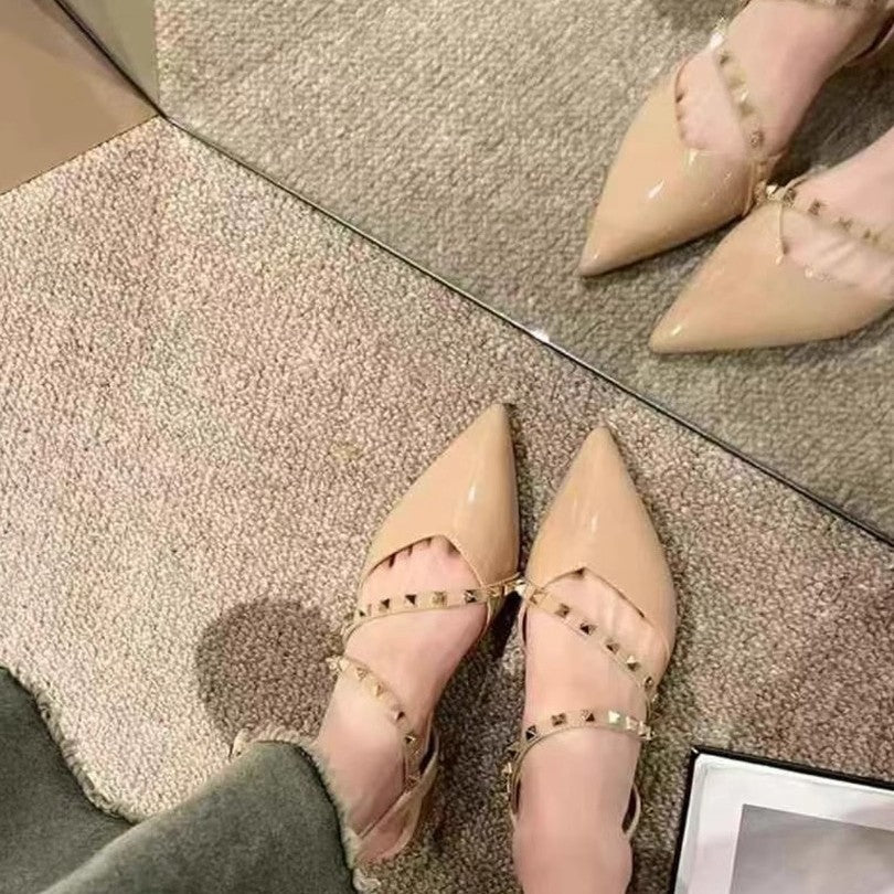 Damen elegante Slingback Ballerinas mit zarten Riemchen EB