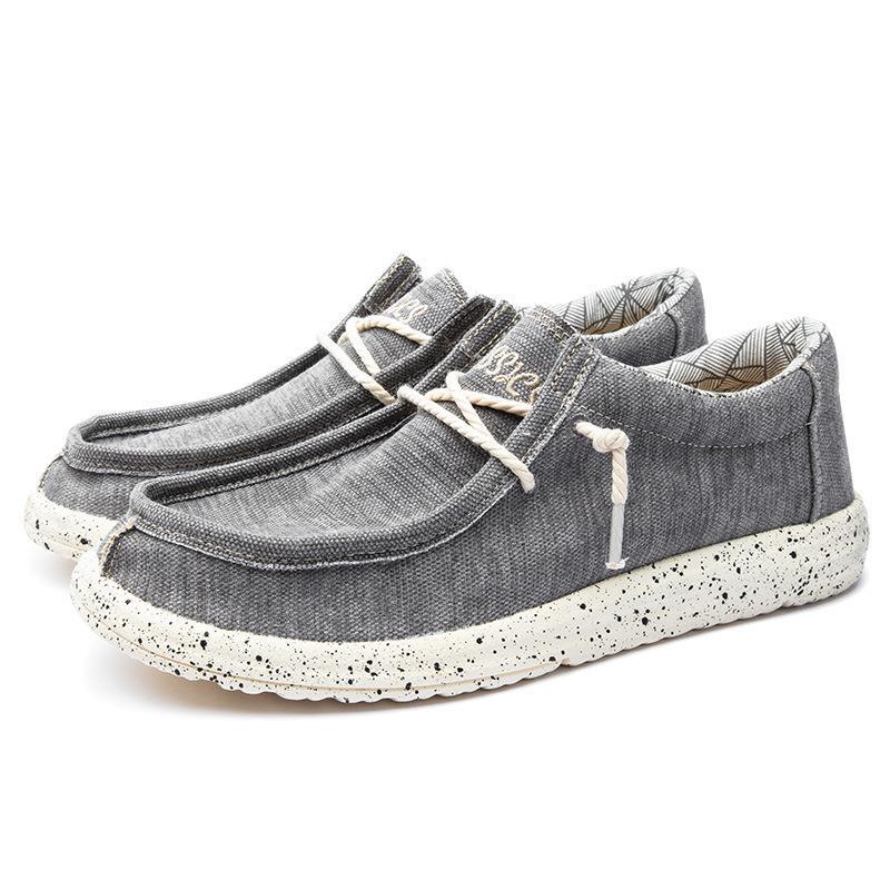 Herren nan lässiger Mokassin-Sneaker aus Jeansstoff mit elastischer Tau-Schnürung und gepolsterter Komfortsohle EB