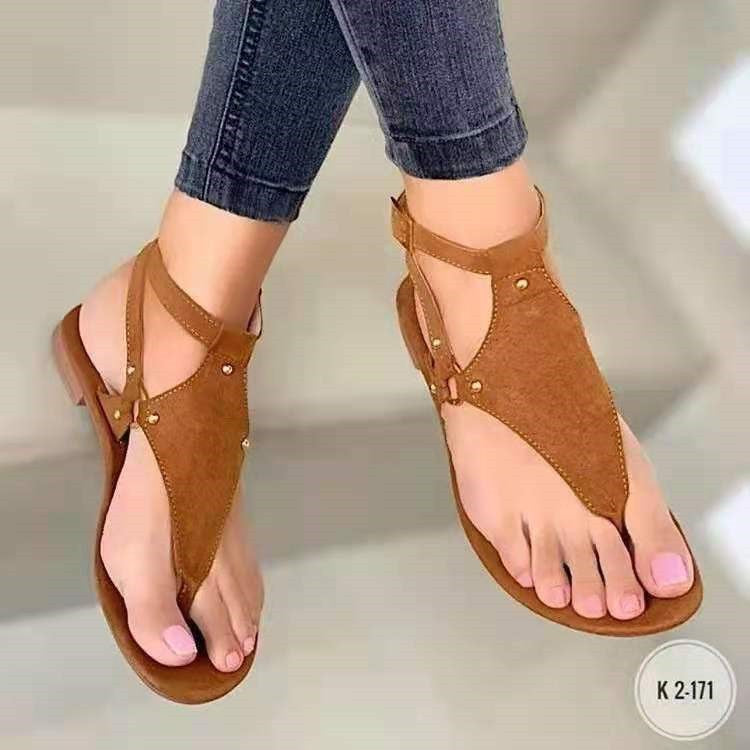 Damen modische Zehentrenner-Sandalen mit eleganten Schmuckakzenten EB