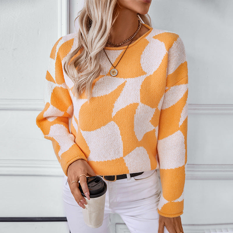 Damen Strickpullover mit modernem Muster und lässigem Schnitt EB