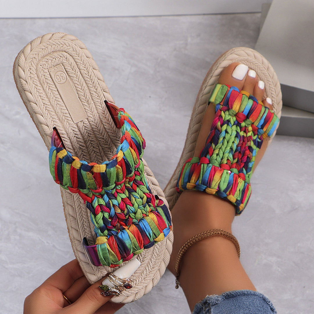 Damen bunte und leichtgewichtige Freizeit-Sandalen mit geflochtenem Obermaterial EB