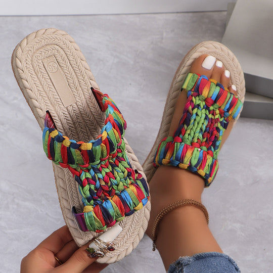 Damen bunte und leichtgewichtige Freizeit-Sandalen mit geflochtenem Obermaterial EB