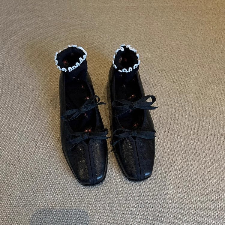 Damen elegante Ballerinas mit modischem Schleifenakzent und komfortablem Fußbett EB