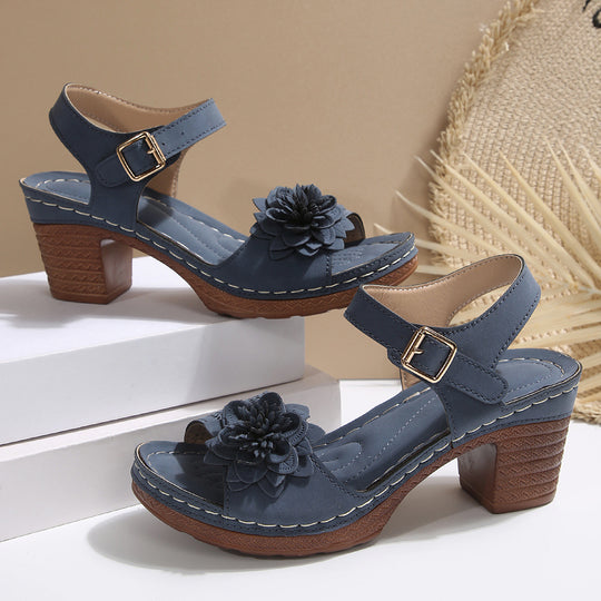 Damen modische Sandaletten mit Blumenapplikation EB