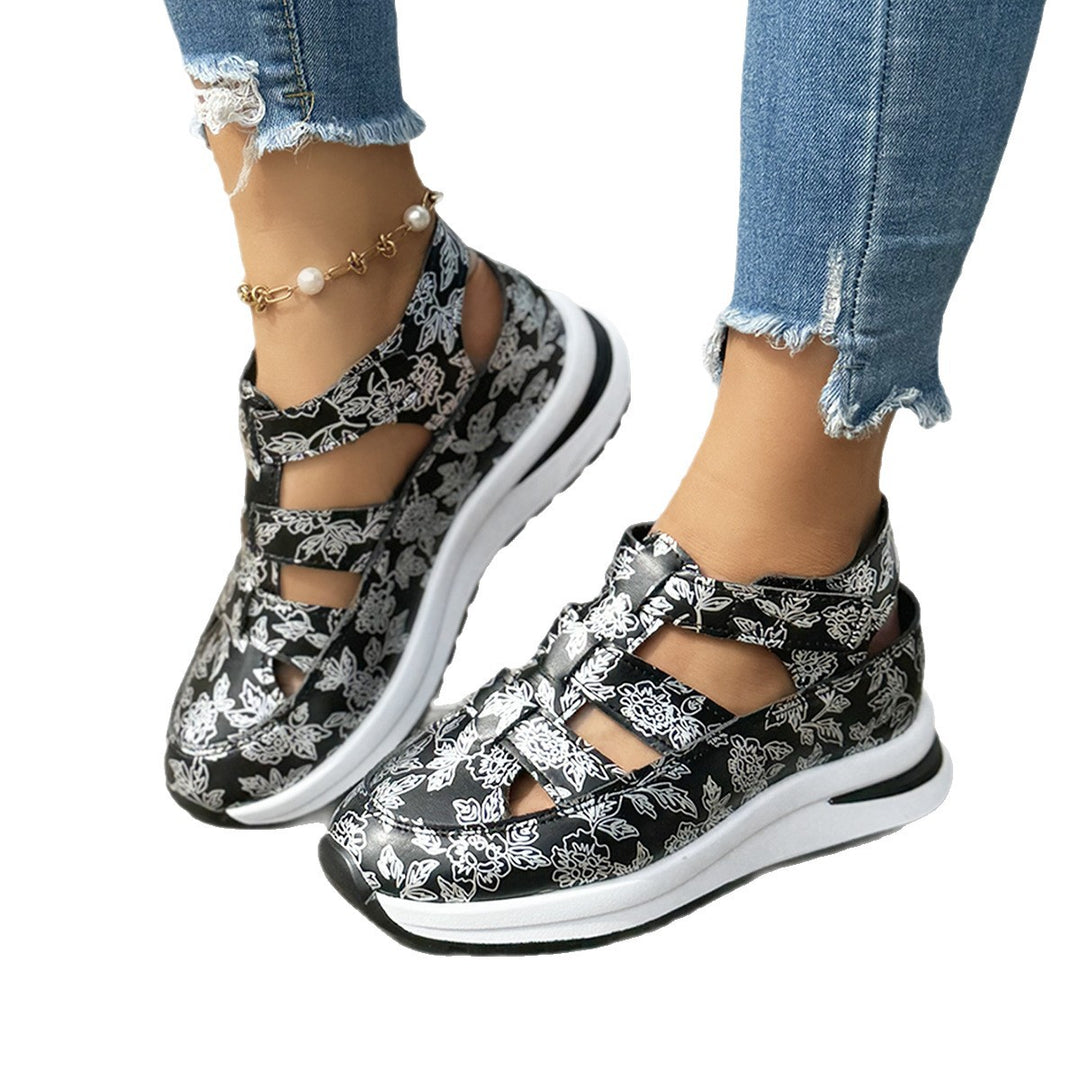 Damen Sportliche Sneaker mit floralem Cut-Out-Design und rutschfester Sohle EB
