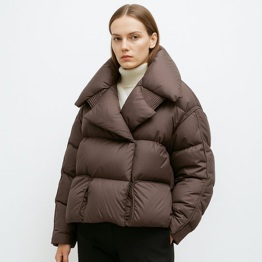 Damen modische verkürzte Steppjacke mit hoch geschlossenem Kragen und praktischen Taschen EB