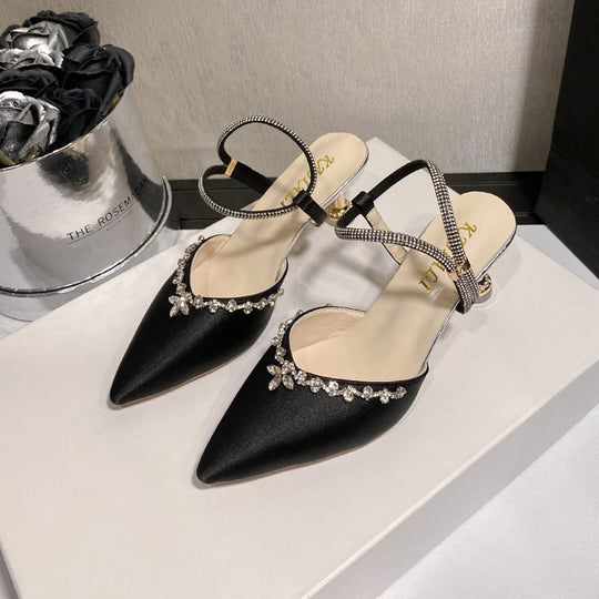 Damen elegante Slingback-Pumps mit funkelnden Strassdetails EB