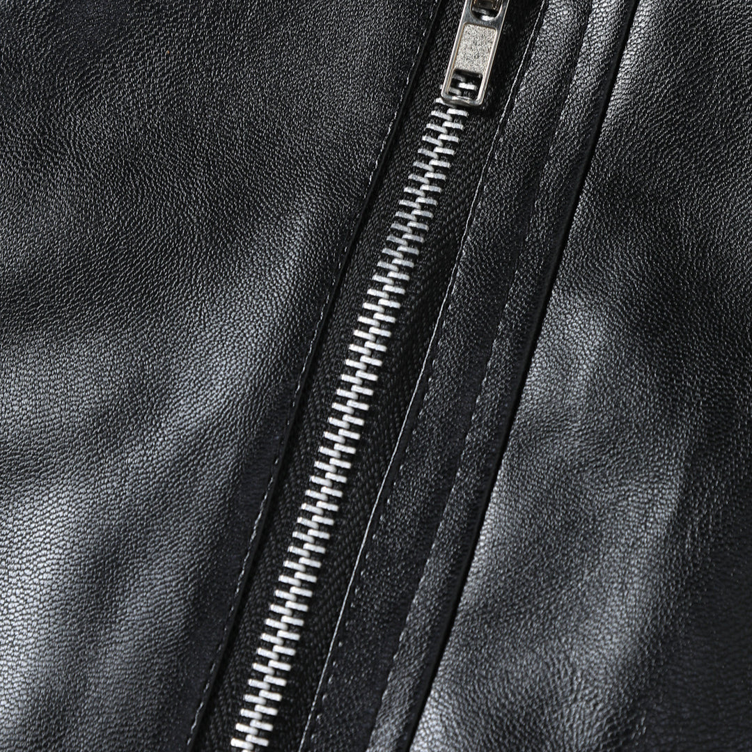 Herren Kunstlederjacke mit asymmetrischem Reißverschluss EB