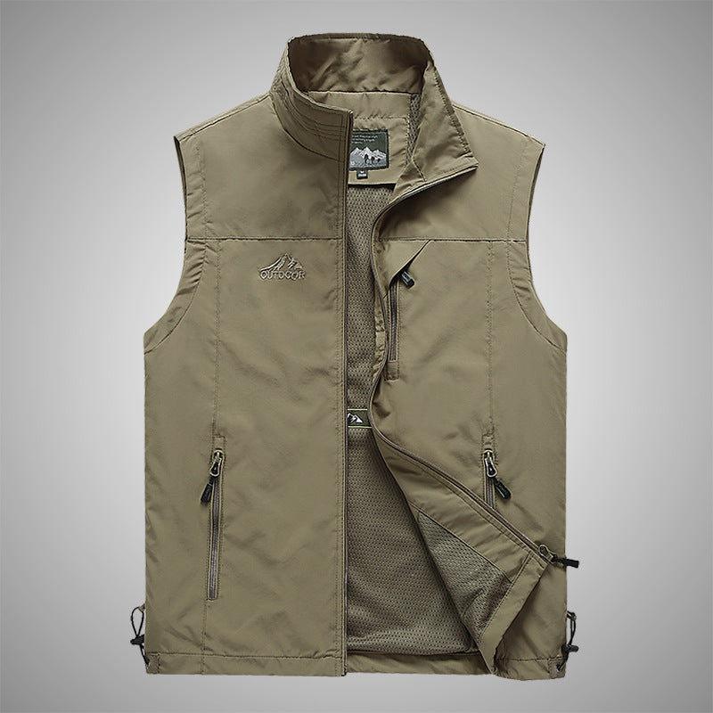 Herren Multifunktionale Outdoorweste mit winddichter Hülle, Netzfutter und Reißverschlusstaschen EB