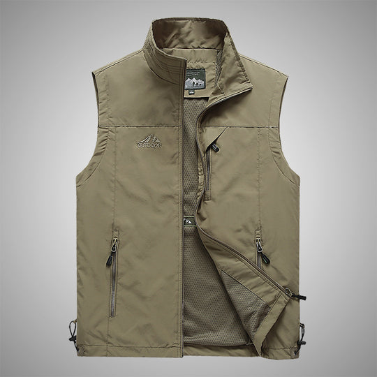 Herren Multifunktionale Outdoorweste mit winddichter Hülle, Netzfutter und Reißverschlusstaschen EB