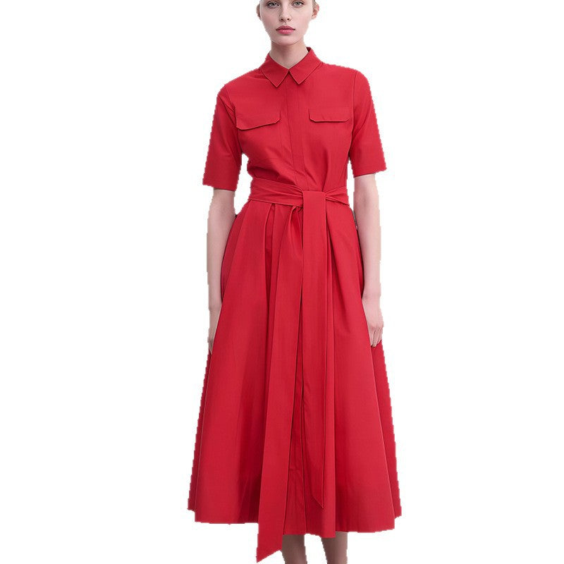 Damen Hemdkleid mit tailliertem Gürtel und klassischen Details EB