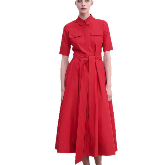 Damen Hemdkleid mit tailliertem Gürtel und klassischen Details EB