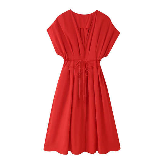 Damen Midikleid mit eleganter Wickeloptik und fließendem Schnitt EB
