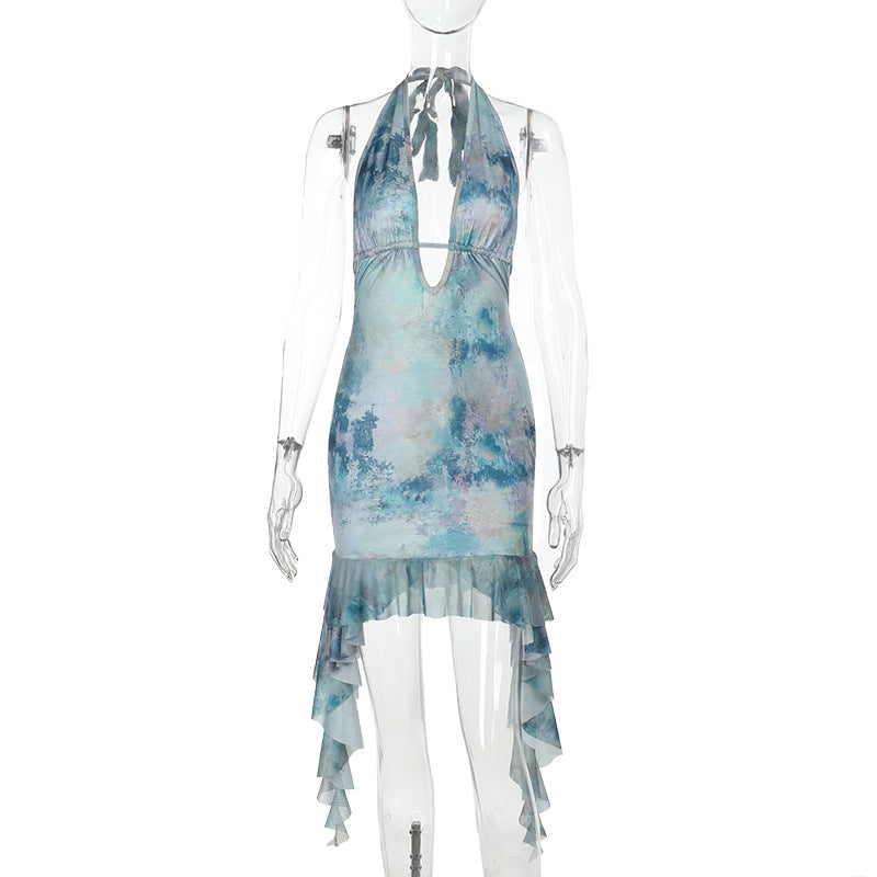 Damen Halterkleid mit asymmetrischem Saum EB