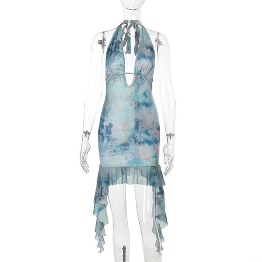 Damen Halterkleid mit asymmetrischem Saum EB