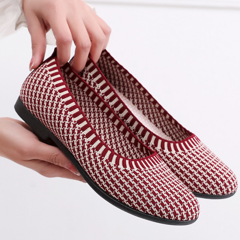Damen Elegante Ballerinas aus atmungsaktivem Strickmaterial EB