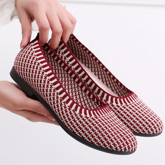 Damen Elegante Ballerinas aus atmungsaktivem Strickmaterial EB