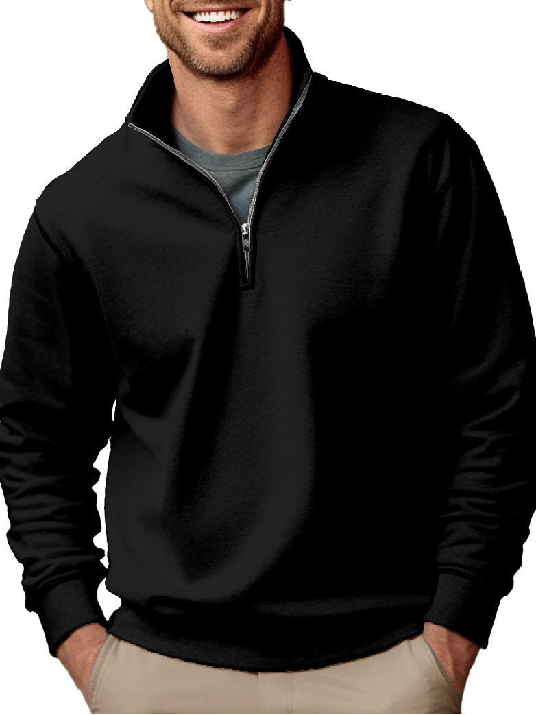 Herren nan Halbzip-Sweatshirt mit Stehkragen und weichem Fleece-Innenfutter EB