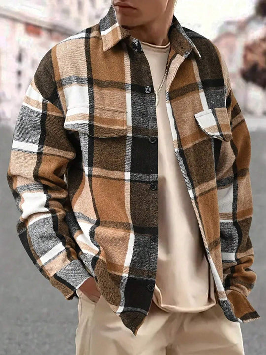 Herren nan weite Karo-Hemdenjacke aus weichem Flanell mit aufgesetzten Brusttaschen EB