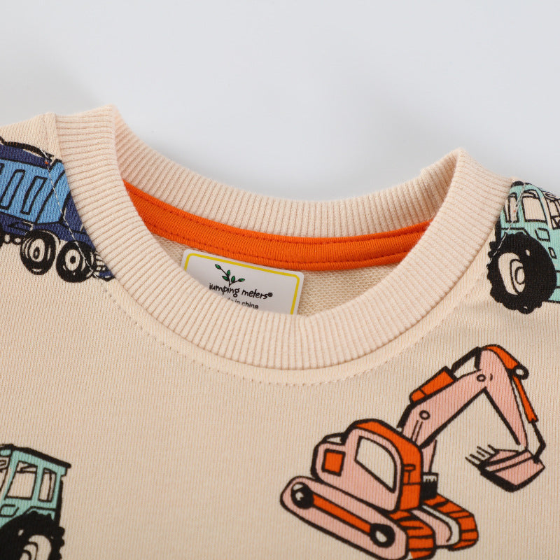 Unisex Sweatshirt mit bunten Baustellenfahrzeugen EB
