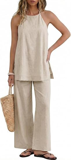 Damen Leichte und luftige Sommerhose mit Tanktop EB