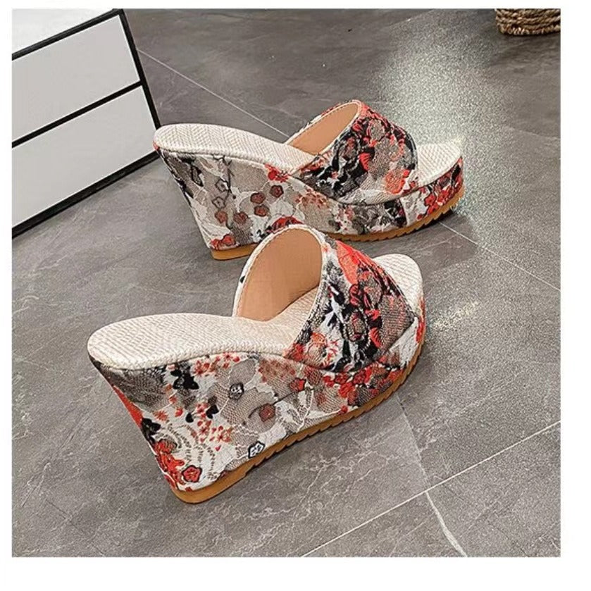 Damen Wedge-Sandalen mit schickem Schlangenleder-Design und gepolsterter Sohle EB