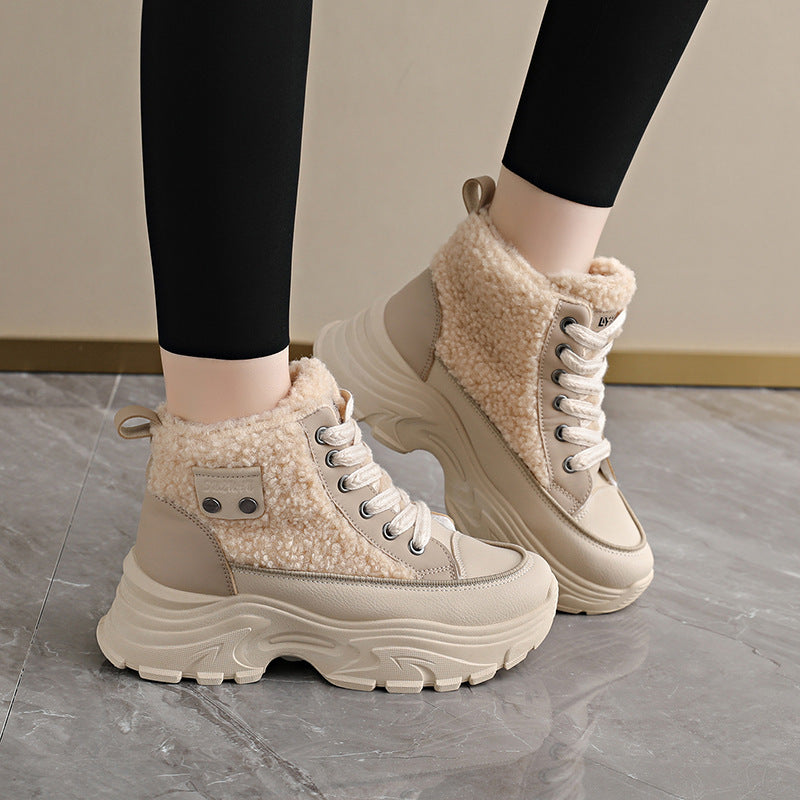 Damen Winterliche High-Top Sneaker mit kuscheligem Fleece-Futter und rutschfester Sohle EB