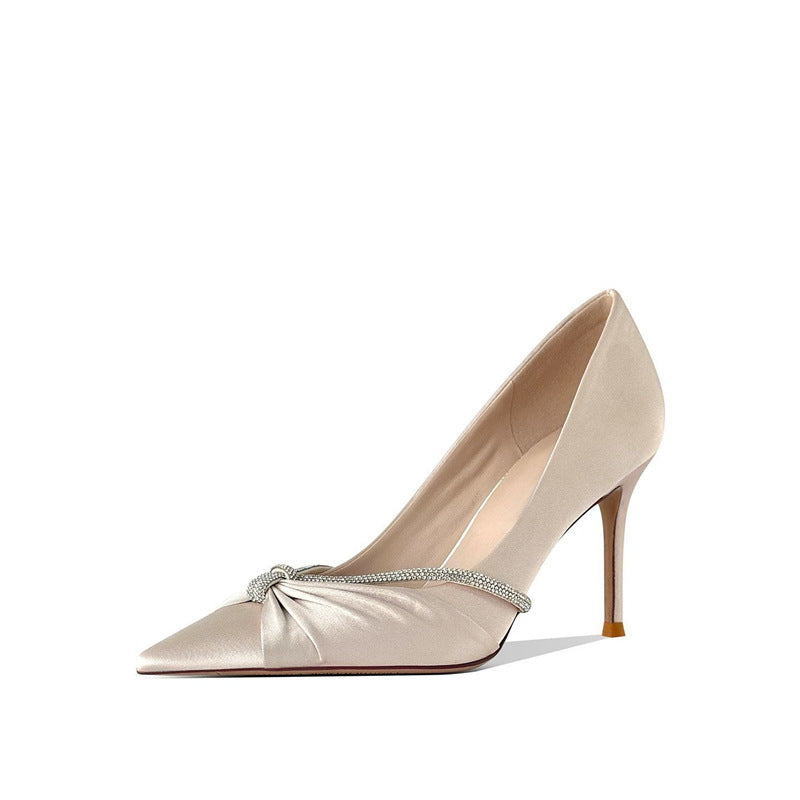 Damen elegante spitze High Heel Pumps mit funkelndem Riemen EB